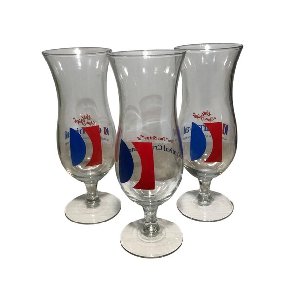 Carnival Cruise Glasses Hurricane Fun Ships Set Of 3 Souvenir Logo Glassware - Picture 1 of 8